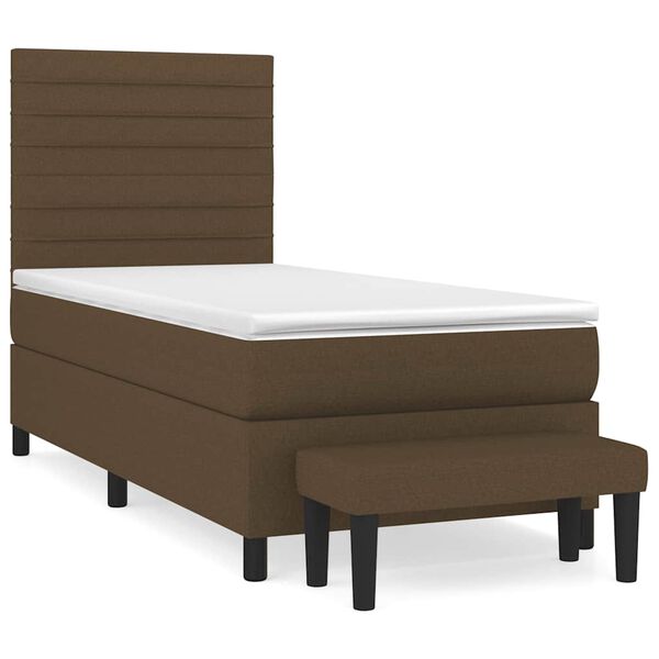 vidaXL Sommier &agrave; lattes de lit avec matelas Marron fonc&eacute; 90x200 cm