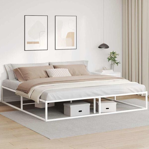vidaXL Cadre de lit sans matelas blanc 200x200 cm métal