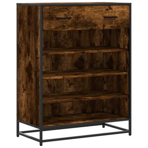 vidaXL Meuble &agrave; chaussures ch&ecirc;ne fum&eacute; bois d'ing&eacute;nierie et m&eacute;tal
