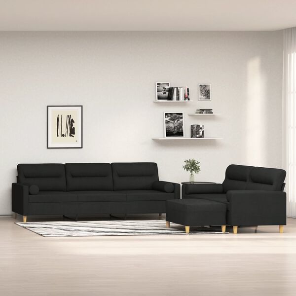 vidaXL Ensemble de canap&eacute;s 3 pcs coussins d&eacute;coratifs et coussins Noir