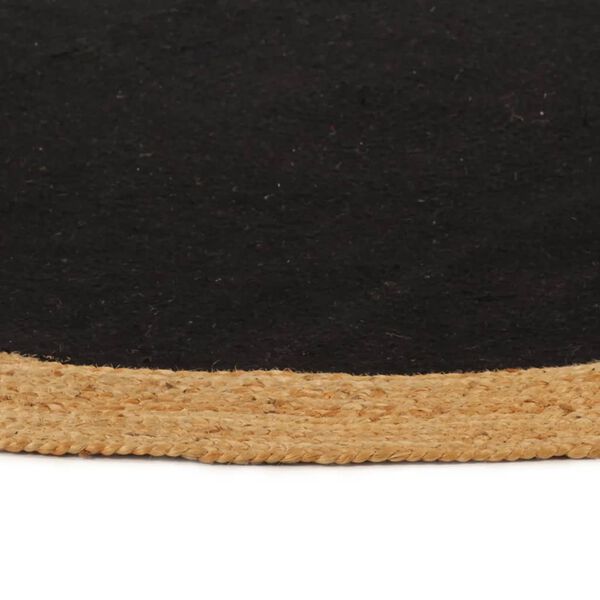 vidaXL Tapis tress&eacute; Noir et naturel 120 cm Jute et coton Rond