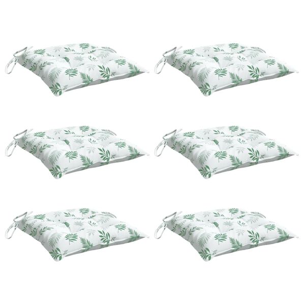 vidaXL Coussins de chaise lot de 6 &agrave; motif de feuilles 40x40x7cm tissu