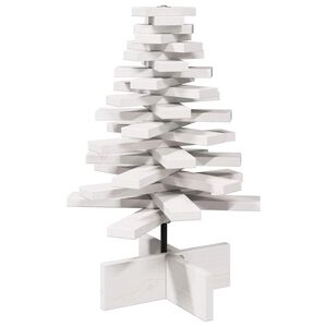 vidaXL Arbre de No&euml;l en bois pour d&eacute;coration blanc 60 cm pin massif