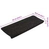 vidaXL Tapis d'escalier auto-adhésifs 15 pcs 65x24,5x3,5 cm Anthracite