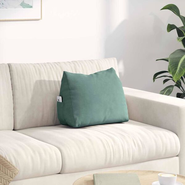 vidaXL Coussin de Dos Vert Mer 45 x 20 x 35 cm Tissu en velours c&ocirc;tel&eacute;