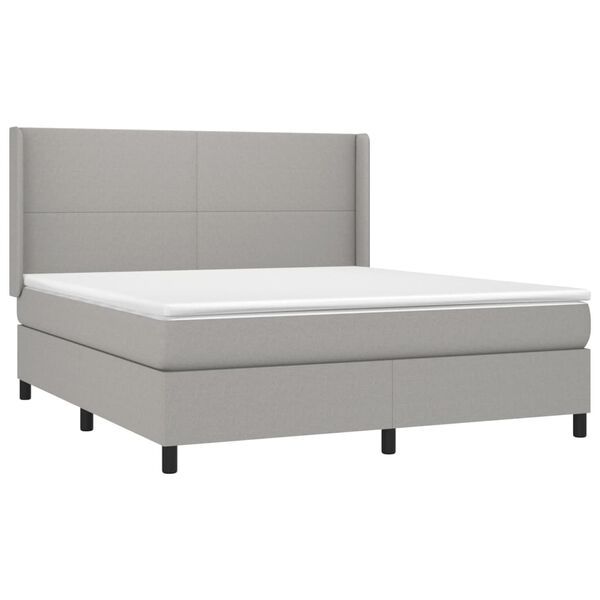 vidaXL Sommier &agrave; lattes de lit avec matelas Gris clair 160x200cm Tissu