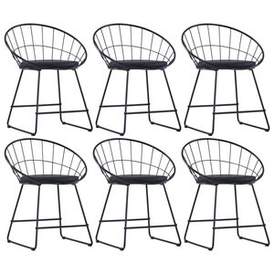 vidaXL Chaises à manger similicuir lot de 6 noir acier
