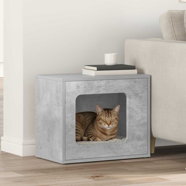 vidaXL Maison pour chat B&eacute;ton 51 x 30 x 42,5 cm Bois d'ing&eacute;nierie