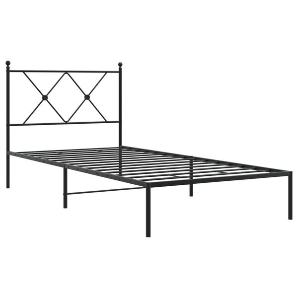 vidaXL Cadre de lit métal sans matelas avec tête de lit noir 90x190 cm