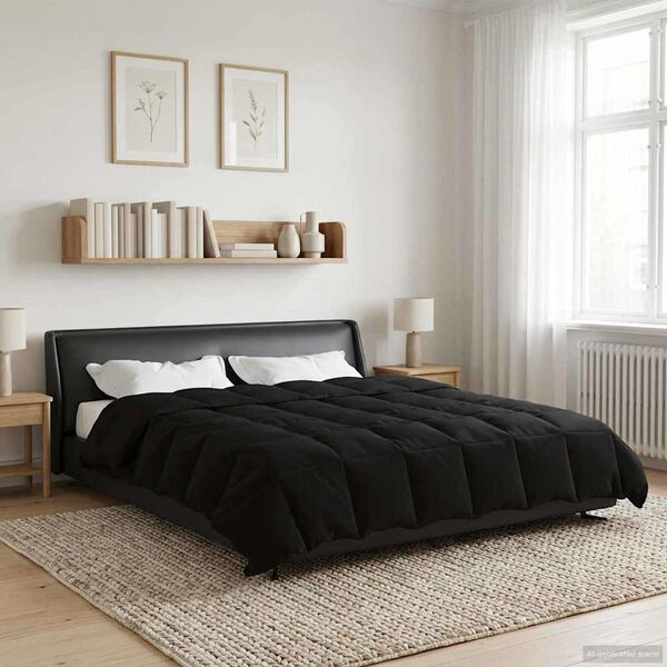 vidaXL Duvet complet toute l'ann&eacute;e Noir 240 x 260 cm Microfibre