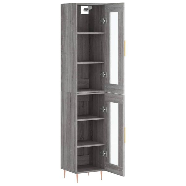 vidaXL Buffet haut Sonoma gris 34,5x34x180 cm Bois d'ing&eacute;nierie