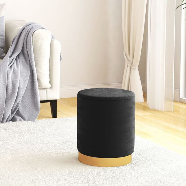vidaXL Tabouret de rangement rond Noir Velours 31 x 37 cm
