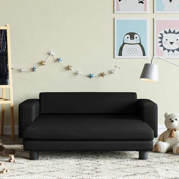 vidaXL Canap&eacute; avec repose-pied pour enfants noir 100x50x30 cm