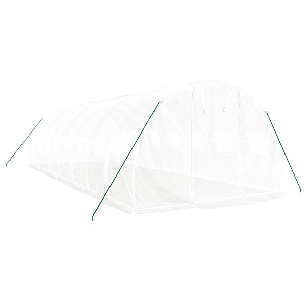 vidaXL Serre avec cadre en acier blanc 24 m&sup2; 8x3x2 m