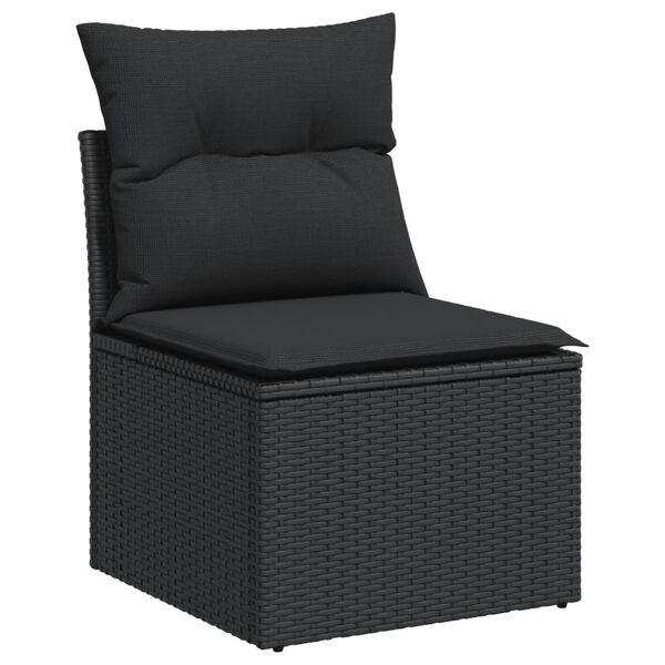 vidaXL Salon de jardin 6 pcs avec coussins noir r&eacute;sine tress&eacute;e