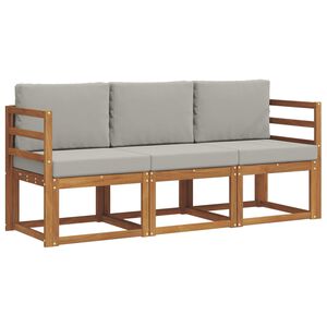 vidaXL Ensemble de canap&eacute;s d'ext&eacute;rieur 3 pcs Gris Naturel et Clair