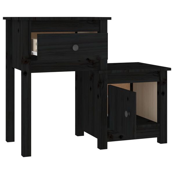 vidaXL Tables de chevet 2 pcs Noir 79,5x38x65,5 cm Bois de pin massif