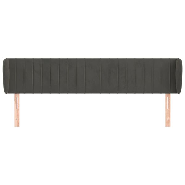 vidaXL T&ecirc;te de lit avec oreilles Gris fonc&eacute; 163x23x78/88 cm Velours