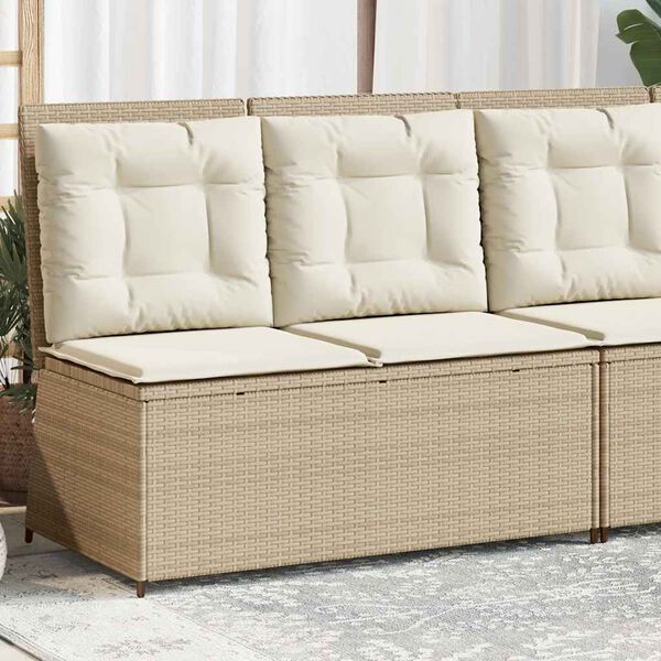 vidaXL Banc inclinable de jardin avec coussins beige r&eacute;sine tress&eacute;e