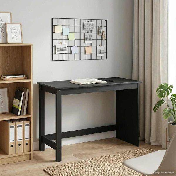 vidaXL Bureau Noir 112 x 50 x 75 cm Bois de Pin Massif