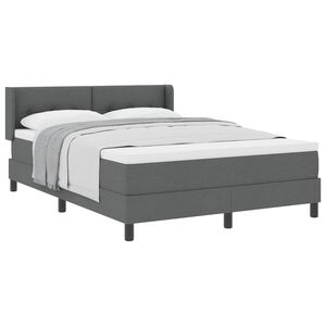 vidaXL Lit &agrave; ressorts avec matelas Gris fonc&eacute; 190 x 140 cm Polyester