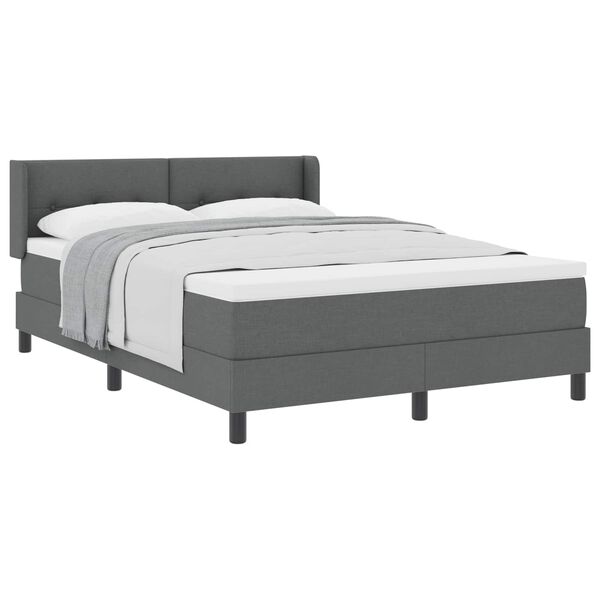 vidaXL Lit &agrave; ressorts avec matelas Gris fonc&eacute; 190 x 140 cm Polyester