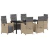 vidaXL Ensemble de salle &agrave; manger pour jardin 7 pcs Beige polyrotin