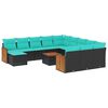 vidaXL Ensemble de canap&eacute; de jardin 13 pcs avec coussins noir r&eacute;sine tress&eacute;e