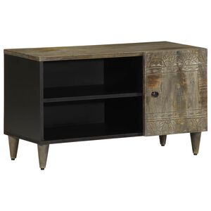 vidaXL Meuble TV gris clair 80x31,5x46 cm bois massif de manguier