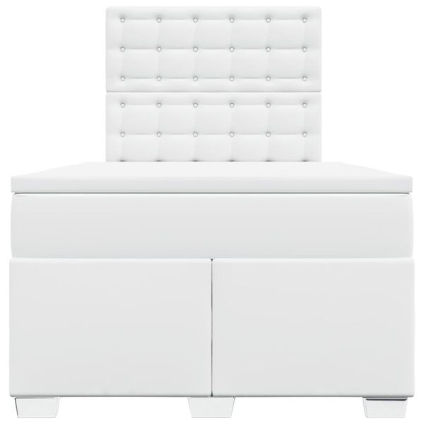 vidaXL Sommier &agrave; lattes de lit avec matelas Blanc 120x200cm Similicuir