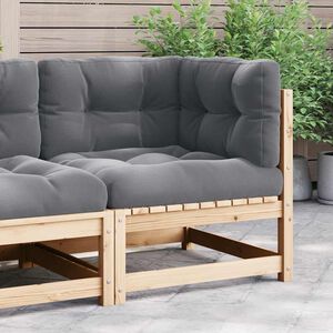 vidaXL Canap&eacute; d'angle de jardin avec coussins gris Bois de pin massif