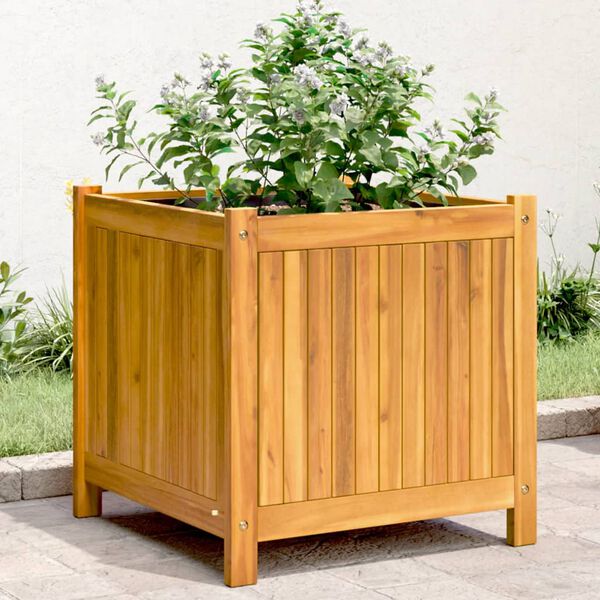 vidaXL Jardini&egrave;re avec doublure 50x50x50 cm bois massif d'acacia