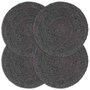 vidaXL Napperons 4 pcs Gris fonc&eacute; Plain 38 cm Rond Jute