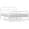 vidaXL Cadre de lit m&eacute;tal sans matelas et pied de lit blanc 140x190 cm