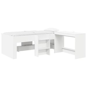 vidaXL Cadre de Lit avec Bureau 2 pc Blanc Bois d'ing&eacute;nierie