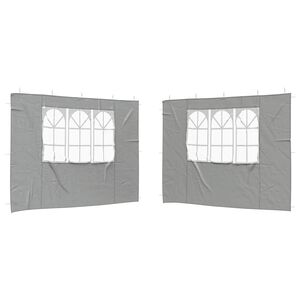 vidaXL Mur de tente de f&ecirc;te 2 pcs 300 x 195 cm Gris clair PE et acier