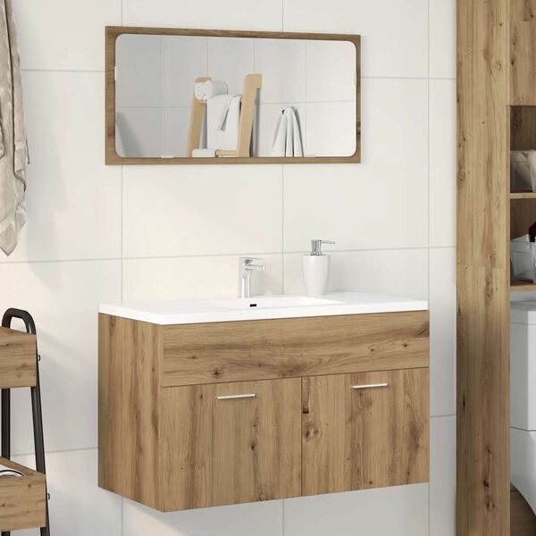 vidaXL Armoire lavabo de salle de bain ch&ecirc;ne artisanal bois ing&eacute;nierie