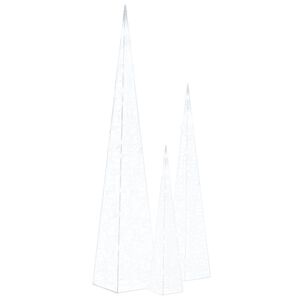 vidaXL Jeu de c&ocirc;nes lumineux &agrave; LED Acrylique Blanc froid 60/90/120 cm