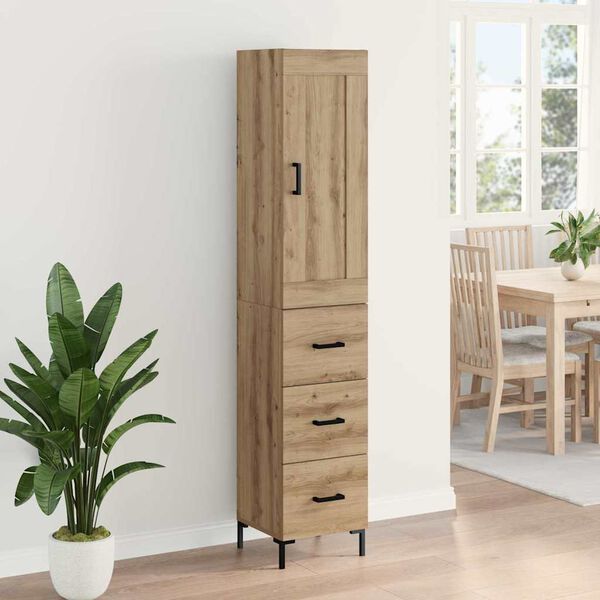 vidaXL Haut Armoire avec tiroir Ch&ecirc;ne artisanal 34,5 x 34 x 180 cm
