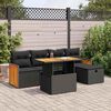 vidaXL Salon de jardin 6 pcs avec coussins noir r&eacute;sine tress&eacute;e