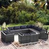 vidaXL Salon de jardin 11 pcs avec coussins Gris Résine tressée