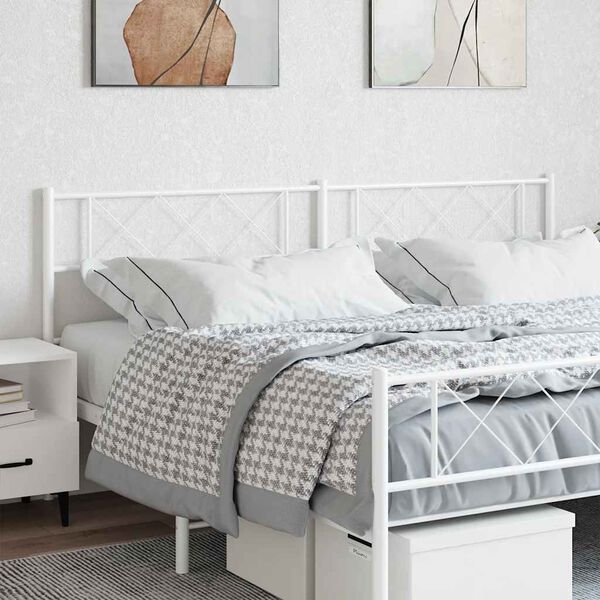vidaXL T&ecirc;te de lit de remplacement m&eacute;tal blanc 180 cm
