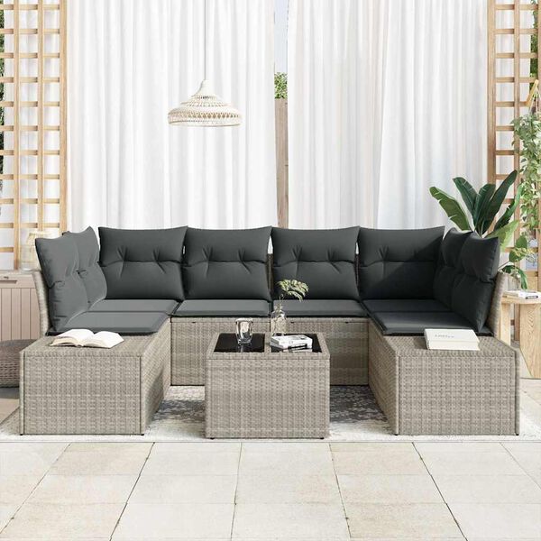 vidaXL Ensemble de canapé de jardin 8 pcs Gris clair et gris foncé