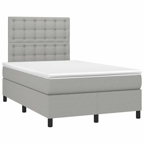 vidaXL Sommier &agrave; lattes de lit et matelas gris clair 120x190 cm tissu