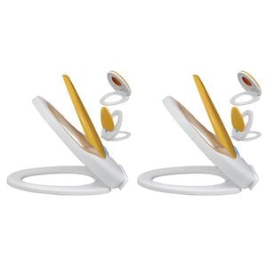 vidaXL Si&egrave;ges de toilette et couvercles 2 pcs Plastique Blanc et jaune