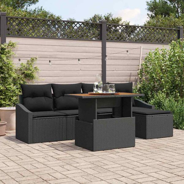 vidaXL Ensemble de salle &agrave; manger pour jardin 6 pcs Noir et Marron