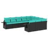 vidaXL Salon de jardin 10 pcs avec coussins noir r&eacute;sine tress&eacute;e