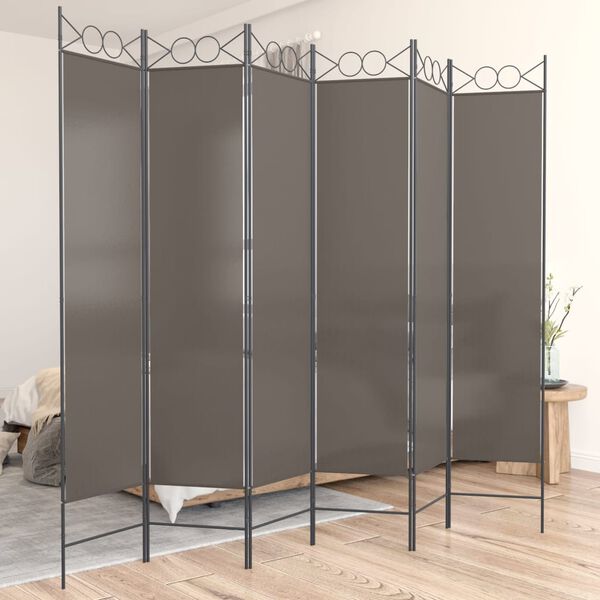 vidaXL Cloison de séparation 6 panneaux Anthracite 240x200 cm Tissu