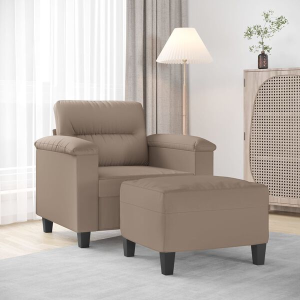 vidaXL Fauteuil avec repose-pied Taupe 60 cm Tissu microfibre