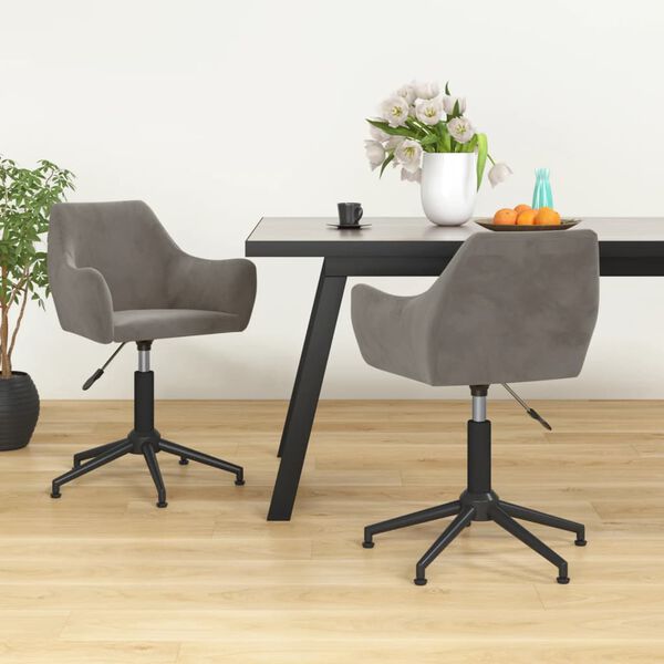 vidaXL Chaises pivotantes &agrave; manger lot de 2 gris clair velours